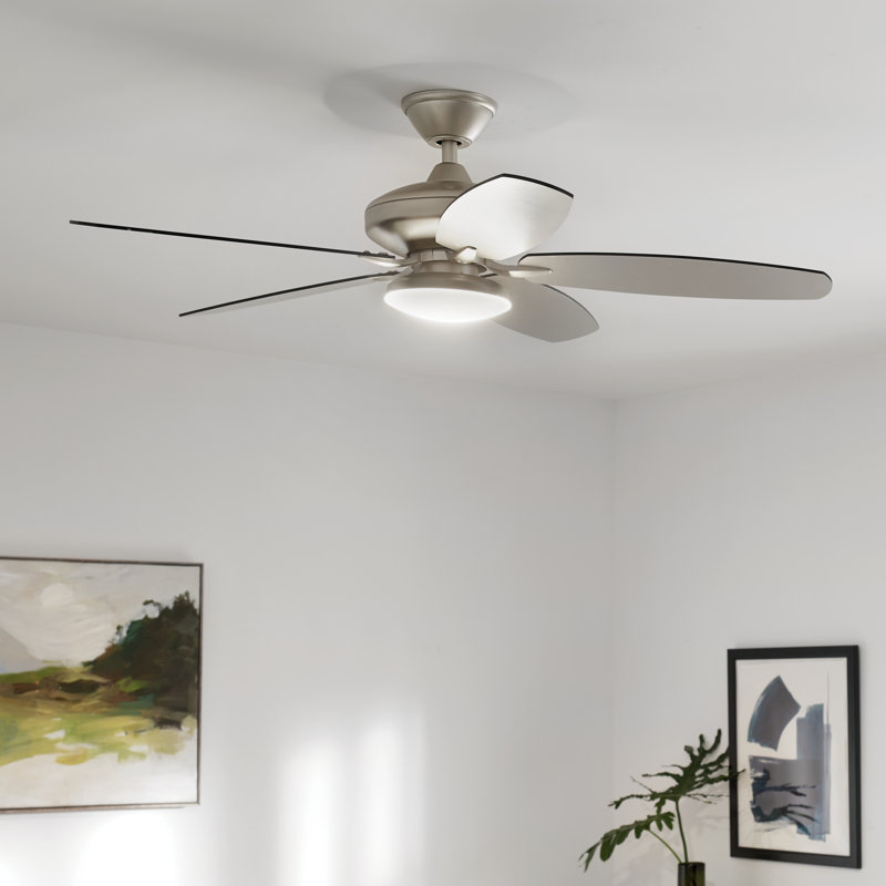 52'' Ceiling Fan with LED Lights, Painted Brushed Nickel with Black Blade