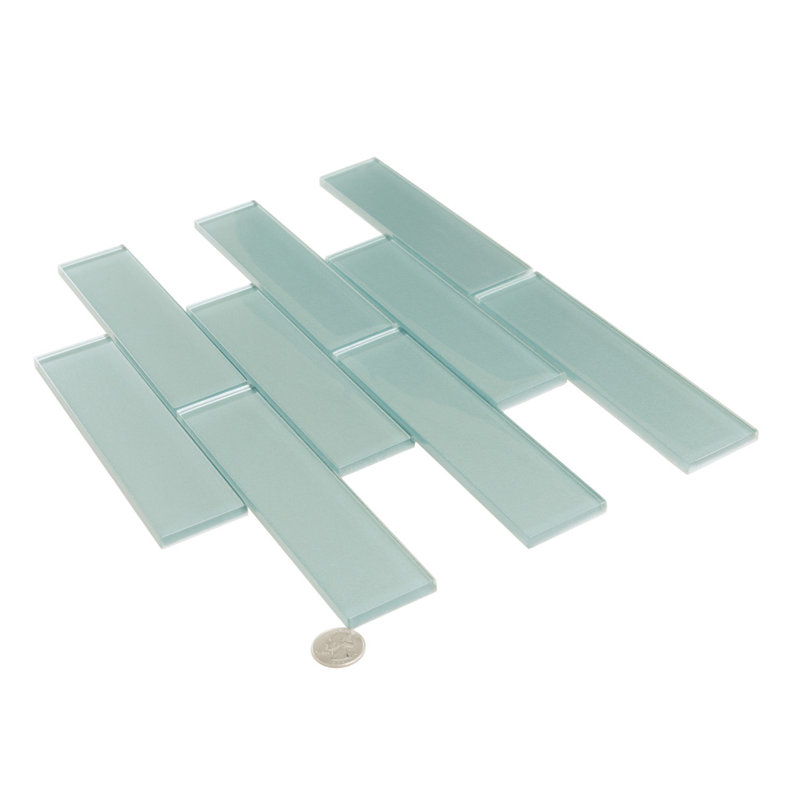 2X8 Subway Glass Mosaic Tile, Marine