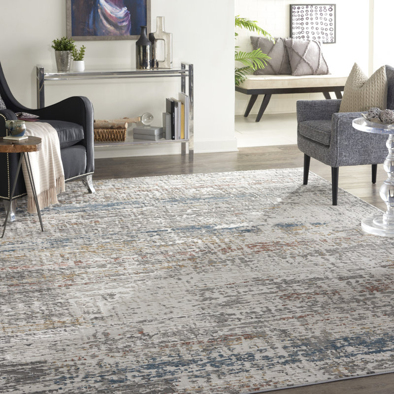 Tapis gris Modern, Rectangle 9 pi 3 po x 12 pi 9 po