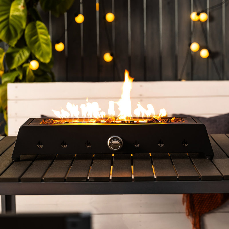 Foyer extérieur 28 pouces avec pierres de lave et pare-brise pour barbecue