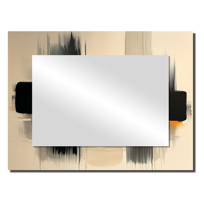 Black Yellow Boundless Reverie Minimalism - Abstract Mirror Wall Decor - Printed On Metal, 24" x 32"