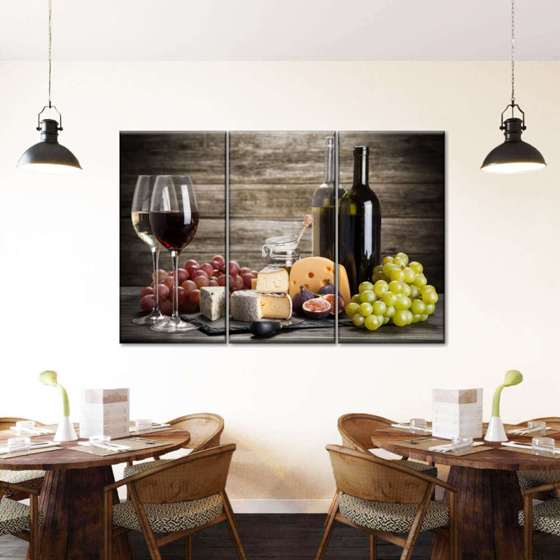 «Wine and Cheese Jumelage», reproduction d'art sur toile, H 28 po x l 45 po
