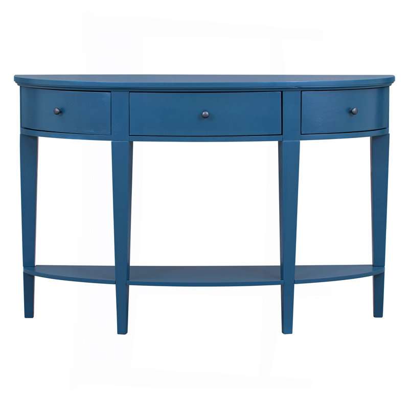 Modern Curved Console Table Sofa Table, Navy Blue