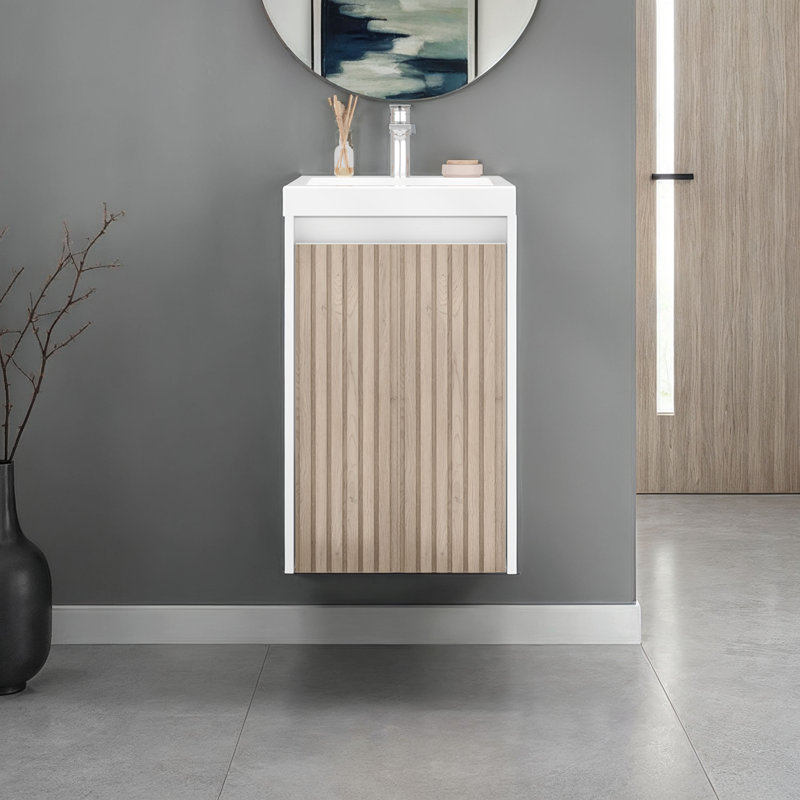 Étagère de salle de bain H 32 po, une porte et deux tablettes intérieures Homer, blanc