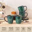 Ensemble de grandes tasses à café 4 pièces en grès émaillé vert, 16 oz, nature, couleurs inspirées-124942124-124942125