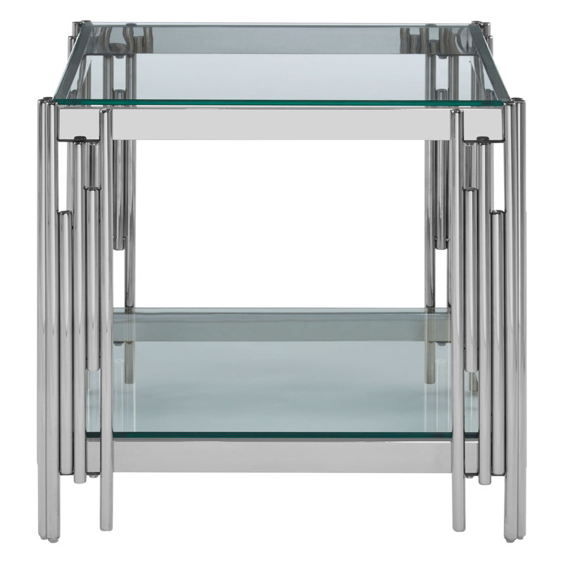 Redd Glass Top Abstract End Table