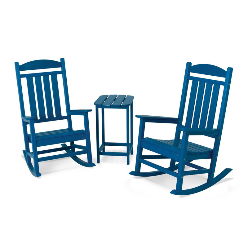 POLYWOOD Presidential Rocker 3-Piece Set, Pacific Blue