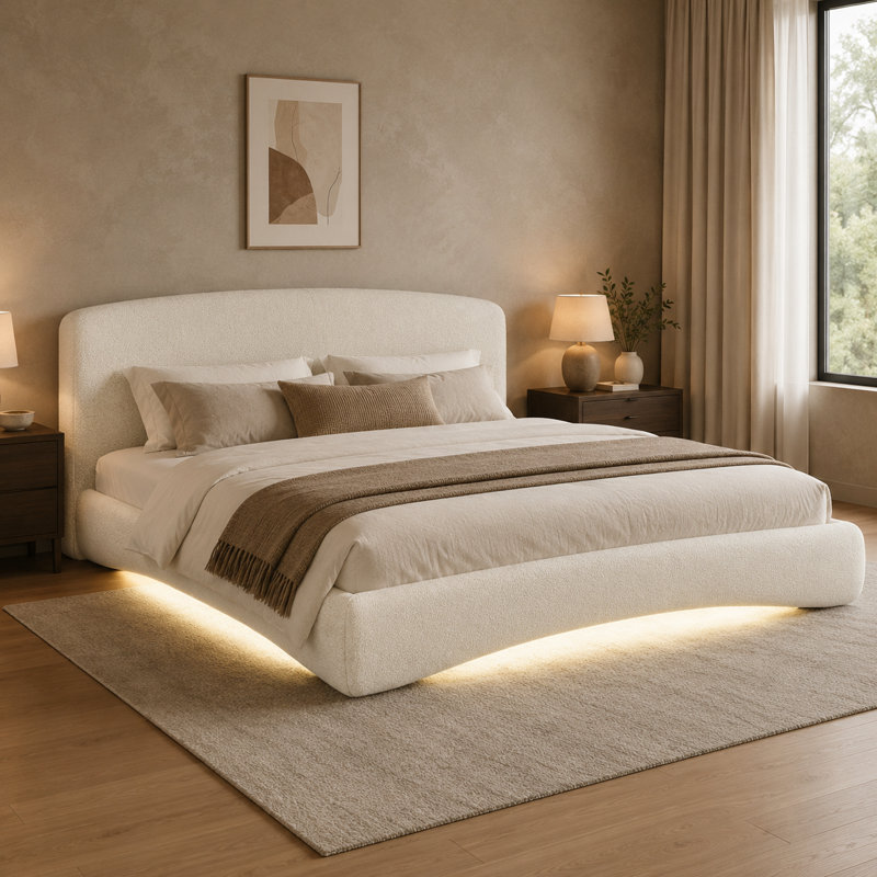 Grand lit tapissier courbé Modern Modern, Queen