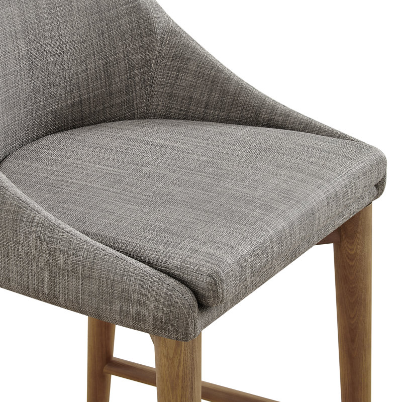 Tabouret de comptoir et de bar Prescott, Gris foncé, Tabouret de comptoir (siège d'une hauteur de 26,4, Noyer brun