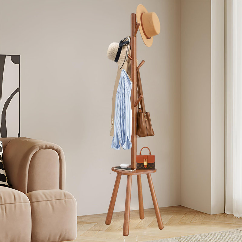 Coat Rack Freestanding Stand, Brown