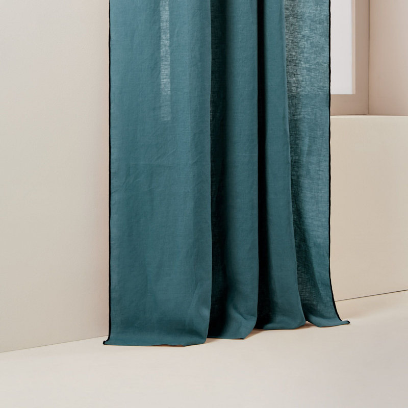 Carlina Pencil Pleat Semi Sheer Sliding Curtain, Dark Blue, Width 144 x Drop 280cm