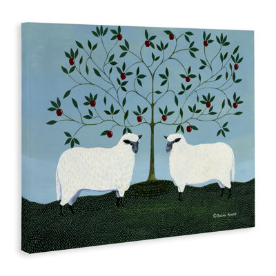 Toile symétrique de moutons du verger, conception par Susan Henke