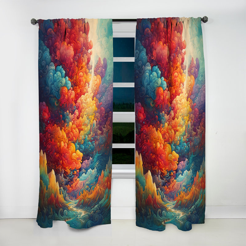 Presber - Vagues de couleur arc-en-ciel dans le ciel II - Rideau de velours traditionnel - obscurcissant - 1 panneau