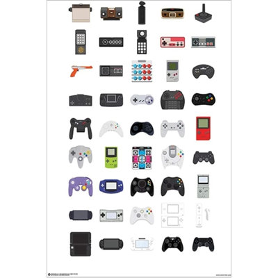 45 - Video Game Controllers Gaming Gamer - impression d'art graphique