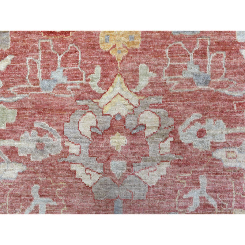 Tapis rouge en laine noué à la main 11 pi 7 po x 14 pi 6 po Katarena