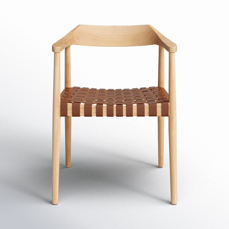 Noreen Accent Chair, Brown Genuine Leather, Natural
