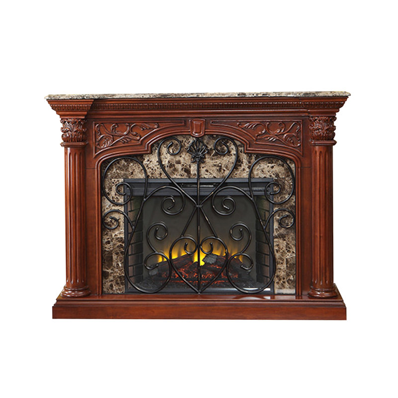 Walnut Solid Wood Electric Fireplace