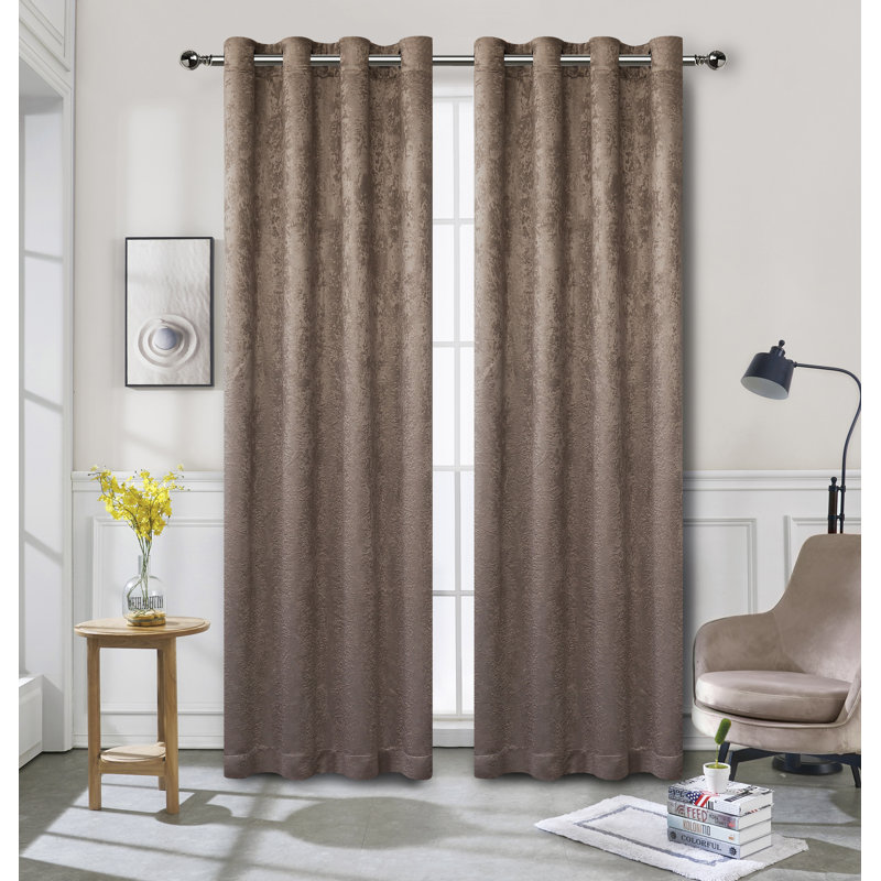 Eruh Semi Sheer Curtain Pair, Taupe