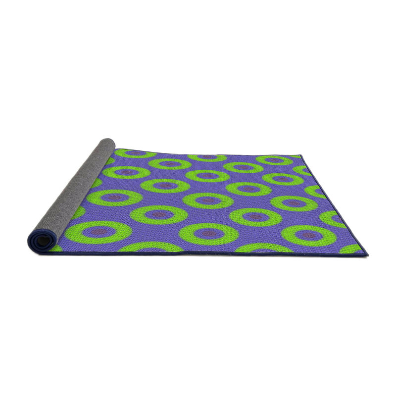Tapis vert/mauve à motifs Hollister, Rond 5 pi