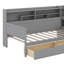Lit de jour en bois avec tablettes de rangement, lit multifonctionnel avec deux tiroirs de rangement et bureau d'étude-686098616