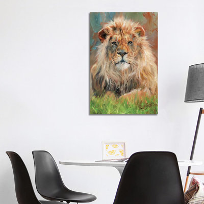 Lion Front by David Stribbling - Wrapped Canvas Print