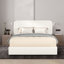 Structure de lit grand format ivoire Boucle, lit plateforme tapissier avec rangement à 4 tiroirs, tête de lit capitonnée à coutures courbées, support de matelas à lattes en bois, aucun sommier nécessaire