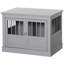 Meuble de table en bois pour table de bout avec portes triples, utilisation intérieure pour petits chiens, gris étain