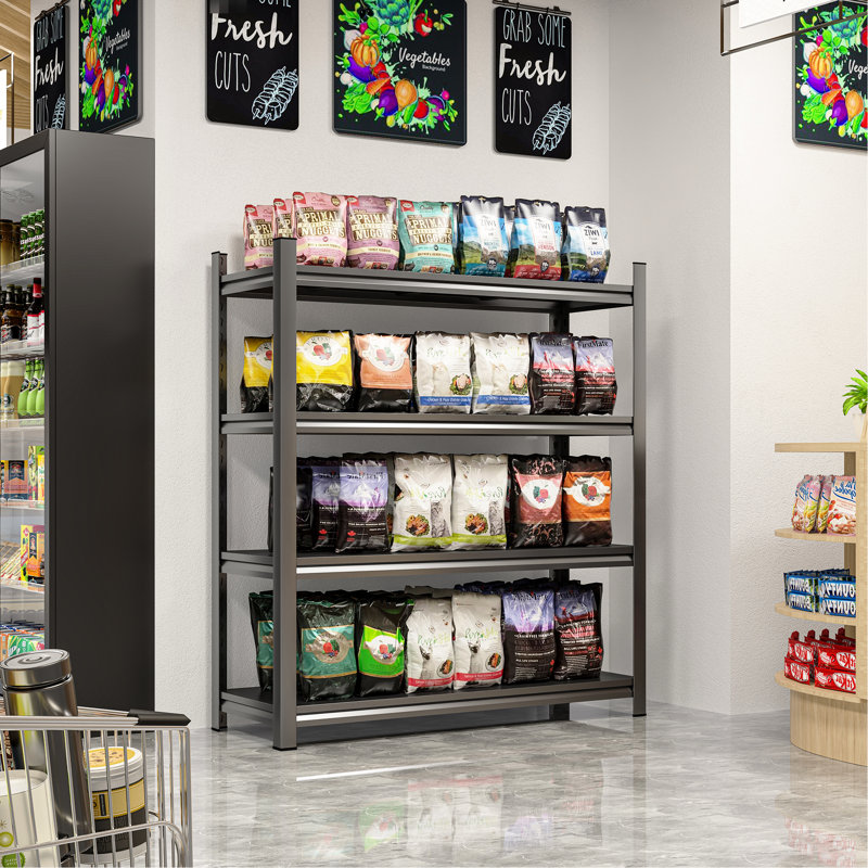 Support de rangement en métal à 4 couches à hauteur réglable, idéal pour le garage, le magasin, la cuisine, H 44,37 po x L 40,31 po x P 13,83 po, cloison de construction en acier laminé à froid, salle de sport, bureau, structure