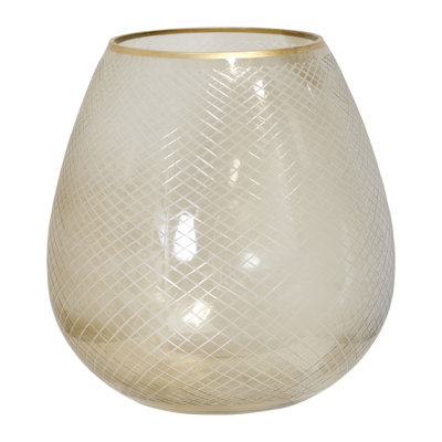 Glass Vase - Brown Etched