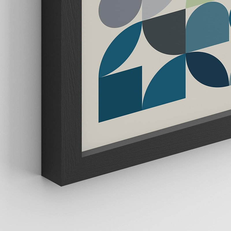 Reproduction de 4 pièces Mid-Century Mid-Century, Cadre noir, H 16 po x l 12 po x P 1 po