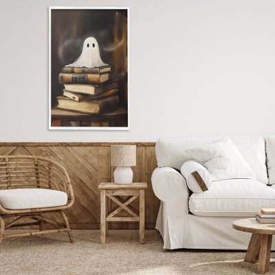 Ghost on Book Stack, estampe numérique, design par Arlington Prints