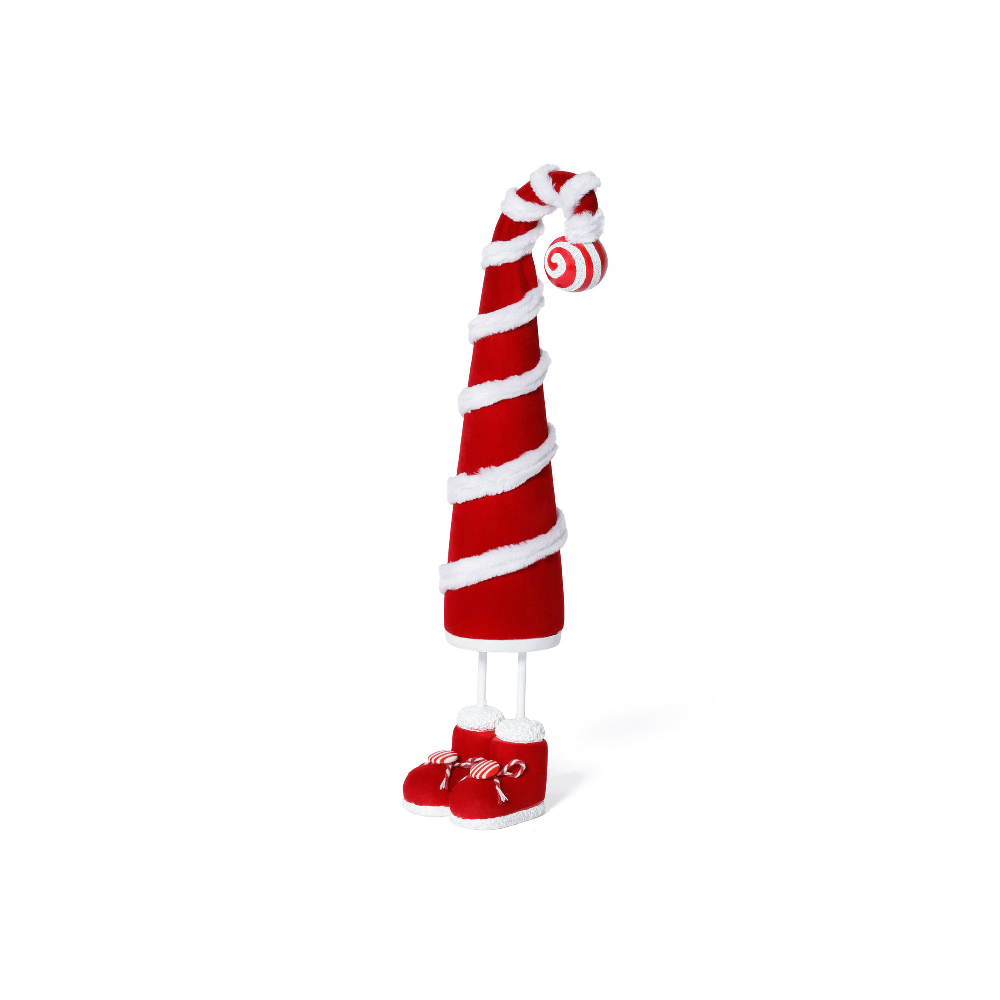 Whimsical Candy Cane Hat Christmas Figure, 13" H x 3" W x 3" D