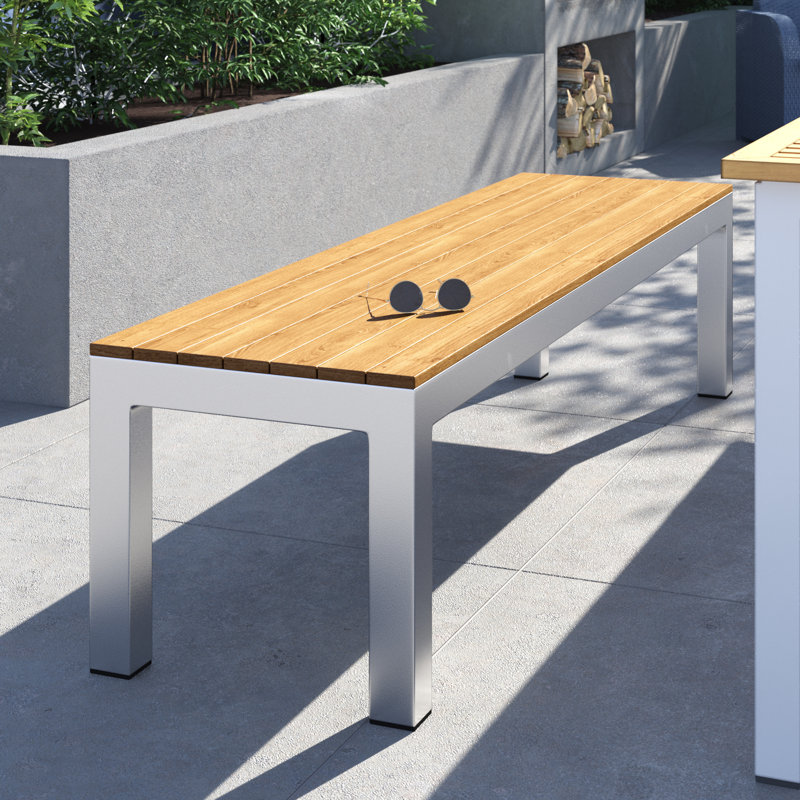 Banc de pique-nique en aluminium Vienna Backless, H 18 po x l 72 po x P 19 po, Gris / Brun
