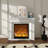 White Solid Wood Electric Fireplace-117547276