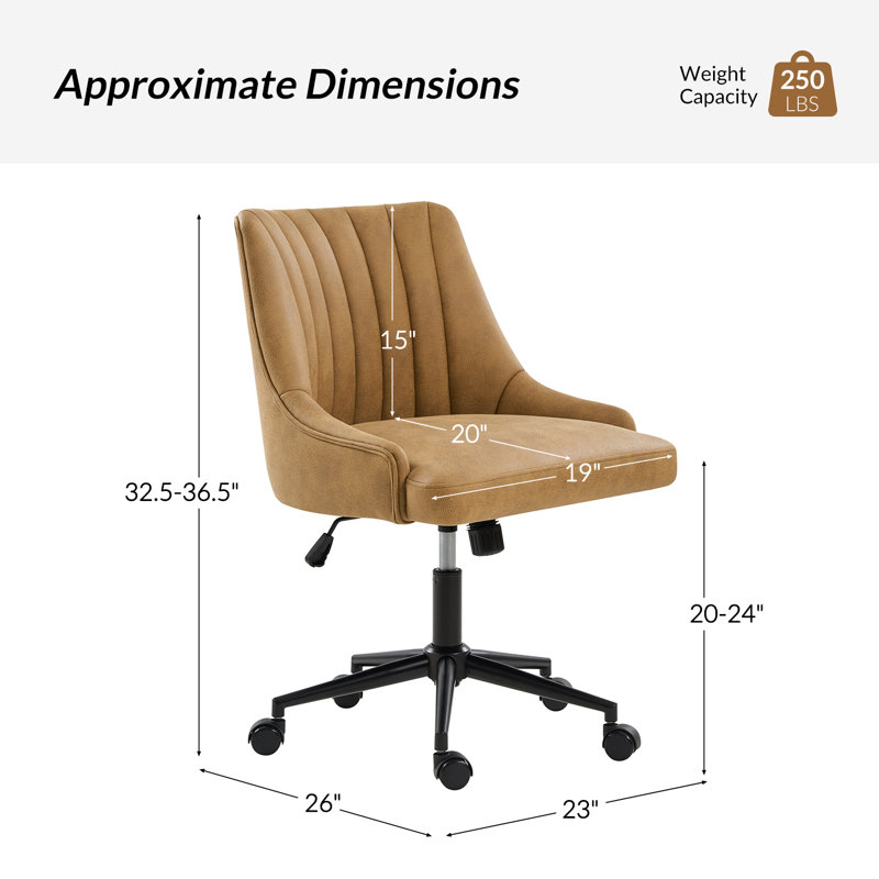 Chaise de bureau inclinable et pivotante Kater, Chameau