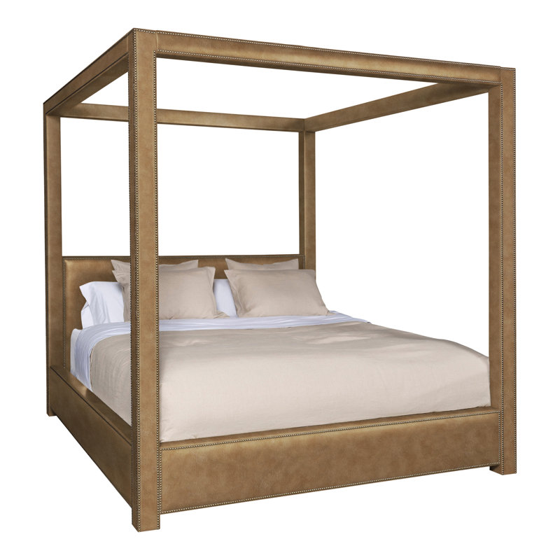 Eastwood Queen Upholstered Low Profile Four Poster Bed, Distinct Shroom, Yes