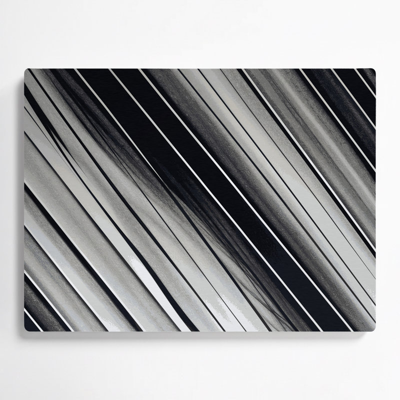 Art mural horizontal rayé horizontal gris clair en métal vert, H 20 po x l 20 po