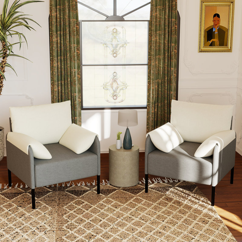 27.5'' Wide Modern Soft Chenille Fabric Upholstered Accent Chair With Padded Armrest, Gray