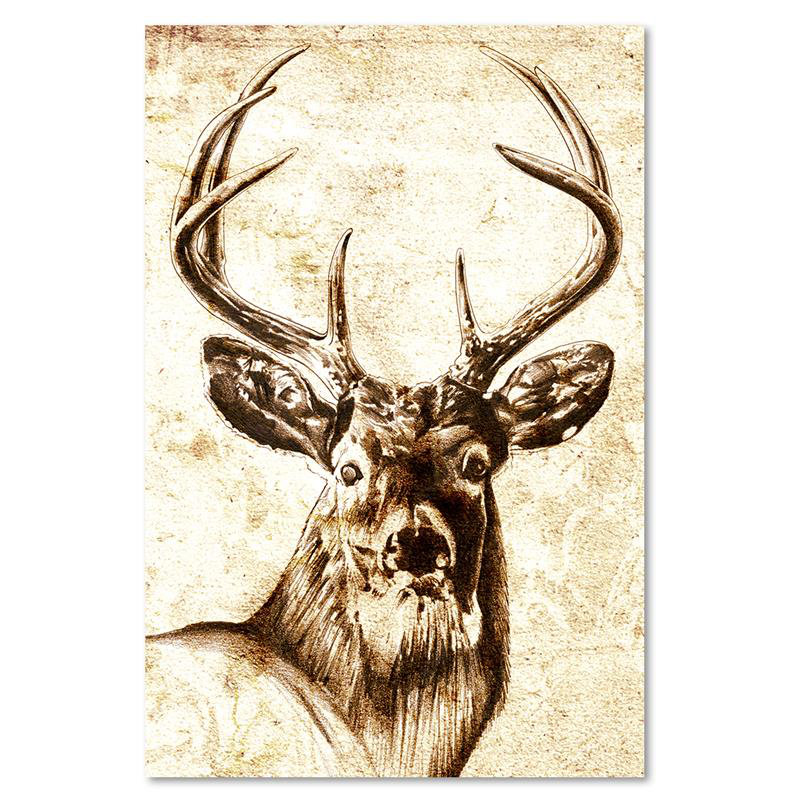 Leinwandbild Stag Vintage Motif