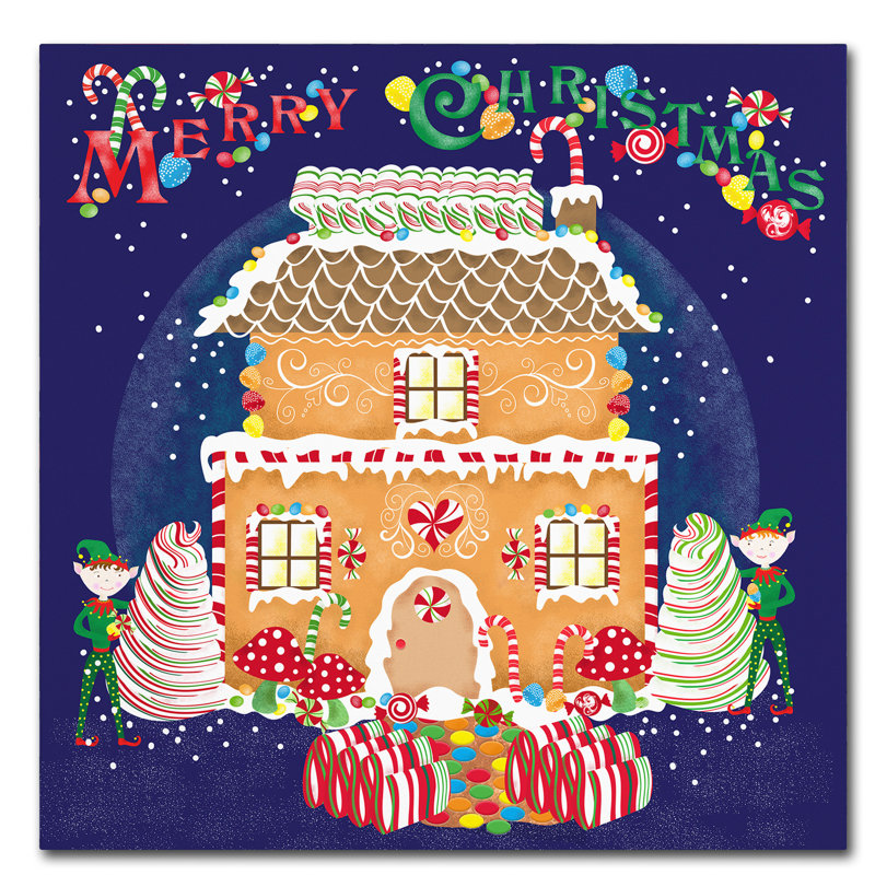 « xmas pain d’épice house », reproduction d’impression sur toile tendue, H 35 po x l 35 po x P 2 po