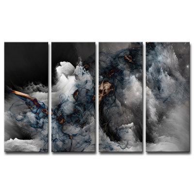 « glitzy brume xxxvi », ensemble de 4 reproductions d’impressions encadrées sur toile noir/gris