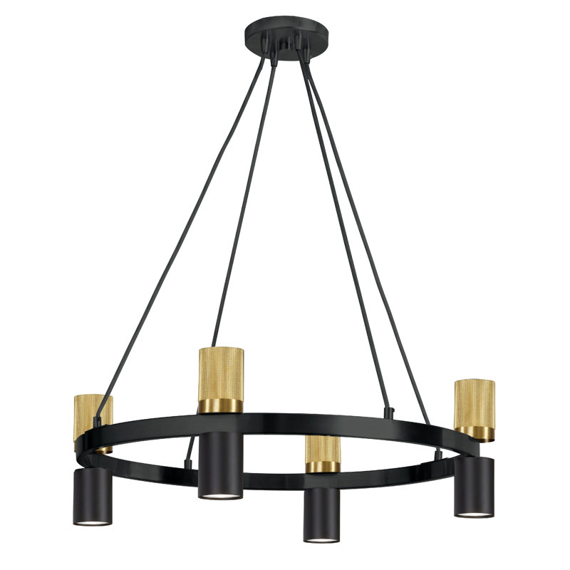Lustre 8 lumières Cerelia - 24 po, Noir / laiton vieilli