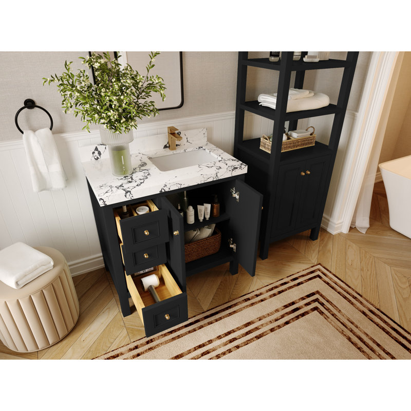 Nashville X P 22 po P 2 po. Calacatta Poanazzo Quartz, Noir