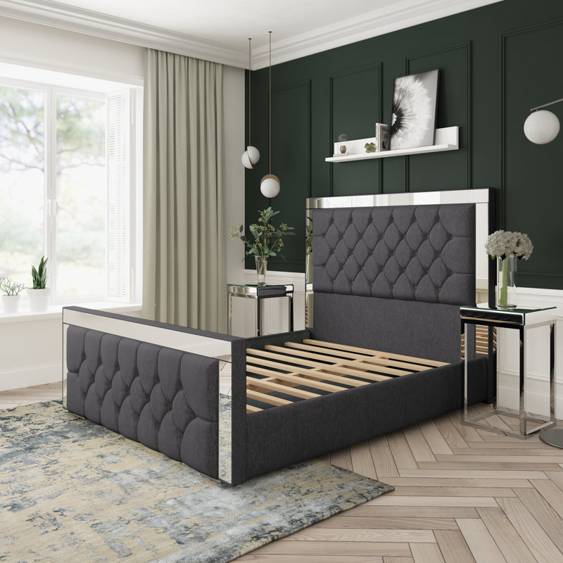 Upholstered Bed, Small Double (4'), Black
