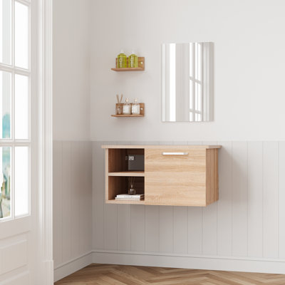 Beyo 28'' Single Bathroom Vanity with Manufactured Wood Top with Mirror