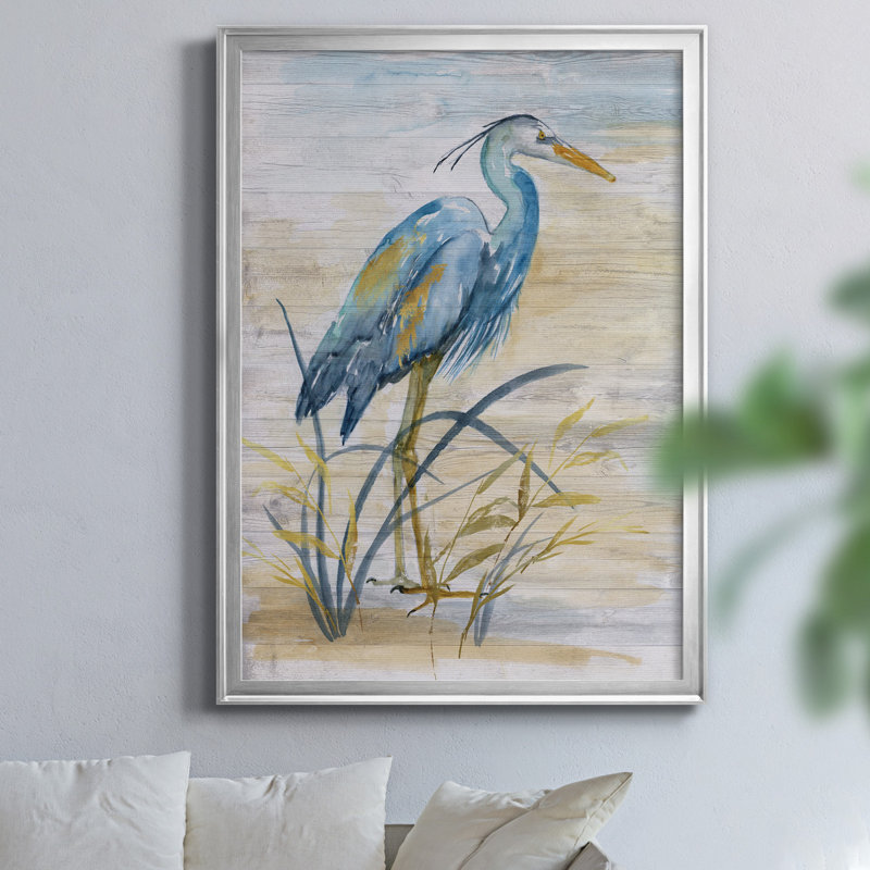 " Blue Heron I " by J Paul Painting Print, Silver, 36.5" H x 26.5" W x 1.5" D