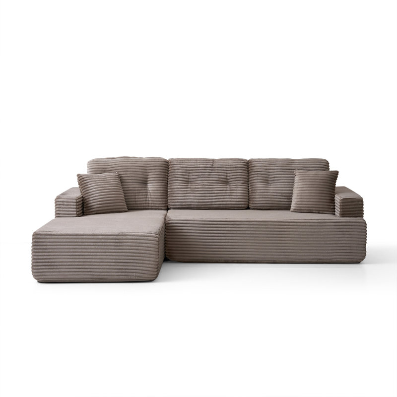 Canapé-lit modulaire réversible Ashlyn II, Symétrique, Mélange de lin de couleur naturelle, Beige