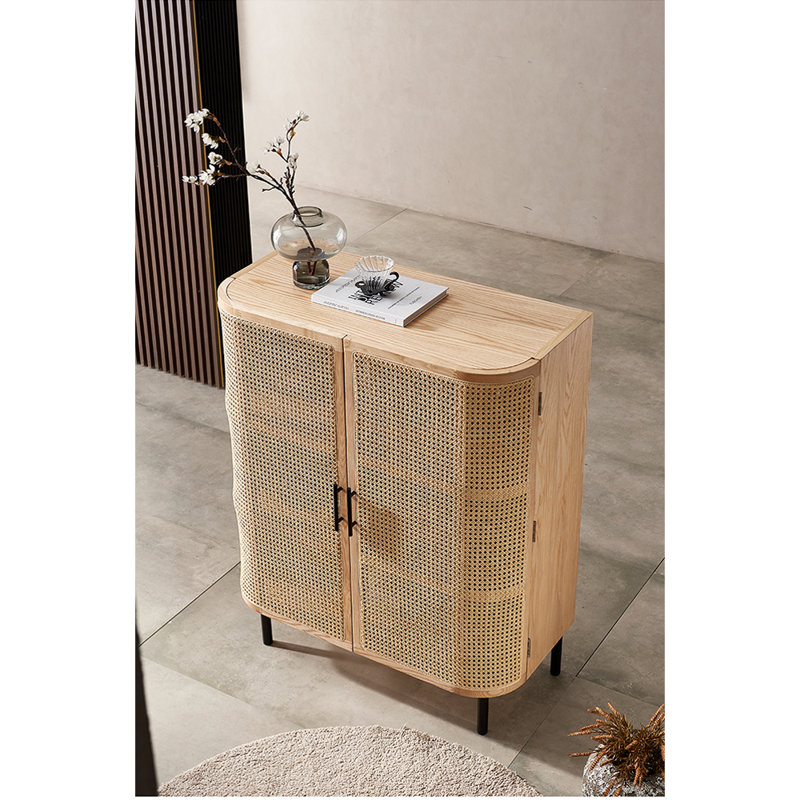Vintage Rattan Accent Cabinet Accent Cabinet, Burlywood