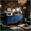 Buffet rétro bleu avec tablettes réglables pour un rangement polyvalent et une décoration intérieure élégante