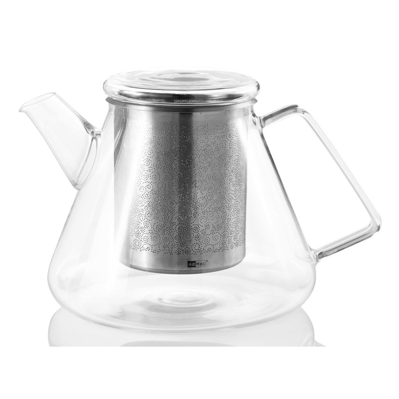 AdHoc 50oz Clear Borosilicate Glass Teapot with Infuser